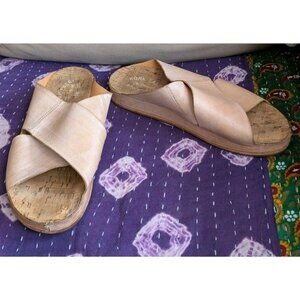 Kork-Ease Women's Tutsi Cross-Band Natural Beige Leather Sandal Size 9 M